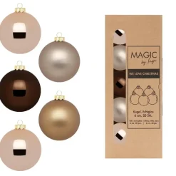 Christmas Goods Kerstballen - 20x stuks - bruin - glas - 6 cm