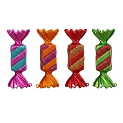 Christmas goods Kersthangers - 4x - snoepjes - gekleurd - 10.5 cm