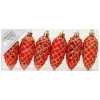 Christmas goods Kersthangers - 6x - dennenappels - rood - 9 cm