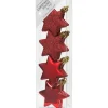 Christmas goods Kersthangers - 8x - sterren - rood - 6 cm