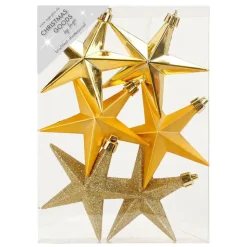 Christmas goods Kerstshangers - 6x - sterren - goud - 10 cm
