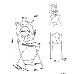 CIGLIANO - Tuinstoel set van 2 - Zwart - Metaal