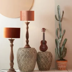 Cilinder Lampenkap Velours - Terra - Ø30x21cm