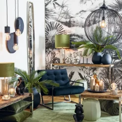 Cilinder Lampenkap Velours - Olive Green - Ø30x21cm