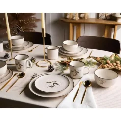 CINNAMON - 16-delige serviesset - Gebroken wit - Steengoed