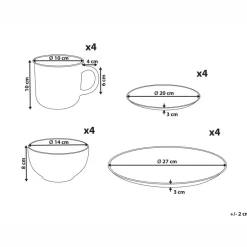 CINNAMON - 16-delige serviesset - Gebroken wit - Steengoed