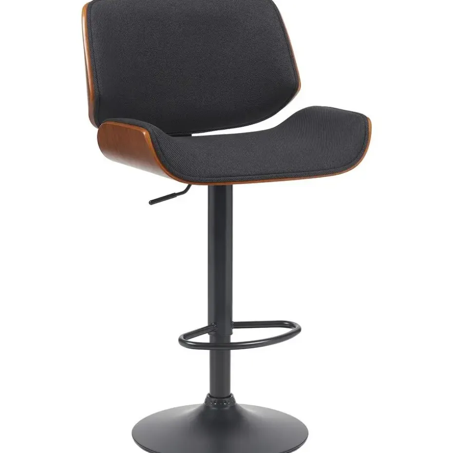 CLP Barkruk Beverley zwart Frame - Stof - walnoot/zwart