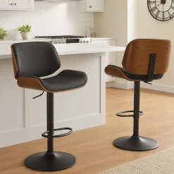 CLP Barkruk Beverley zwart Frame - Stof - walnoot/zwart