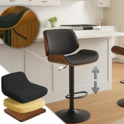 CLP Barkruk Beverley zwart Frame - Stof - walnoot/zwart