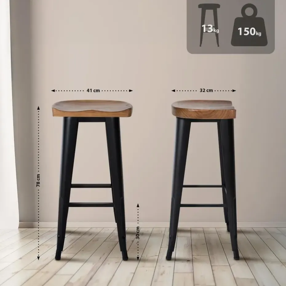 CLP Barkruk Clara zwart Frame - Hout - zwart