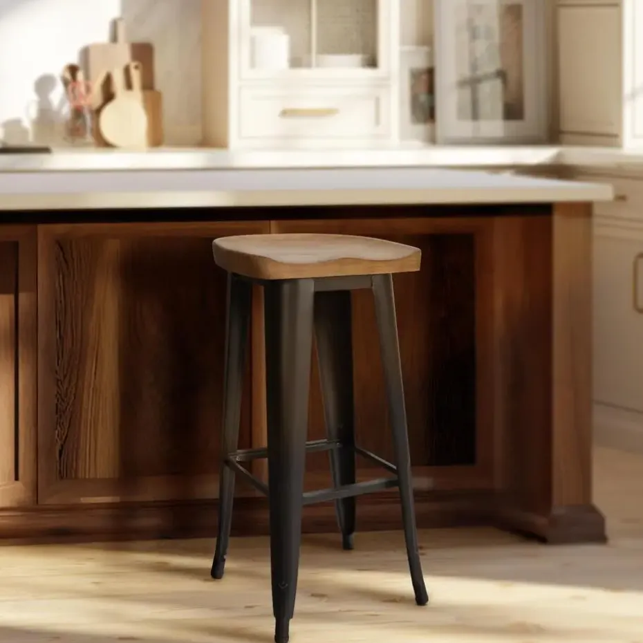 CLP Barkruk Clara zwart Frame - Hout - zwart