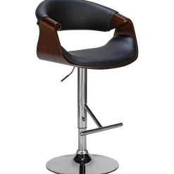 CLP Barkruk Foley chroom Frame - Kunstleer - walnoot/zwart