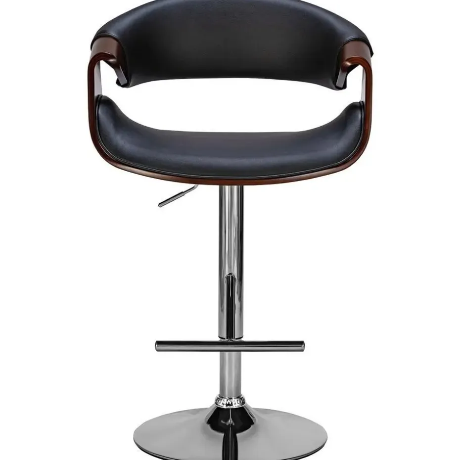 CLP Barkruk Foley chroom Frame - Kunstleer - walnoot/zwart