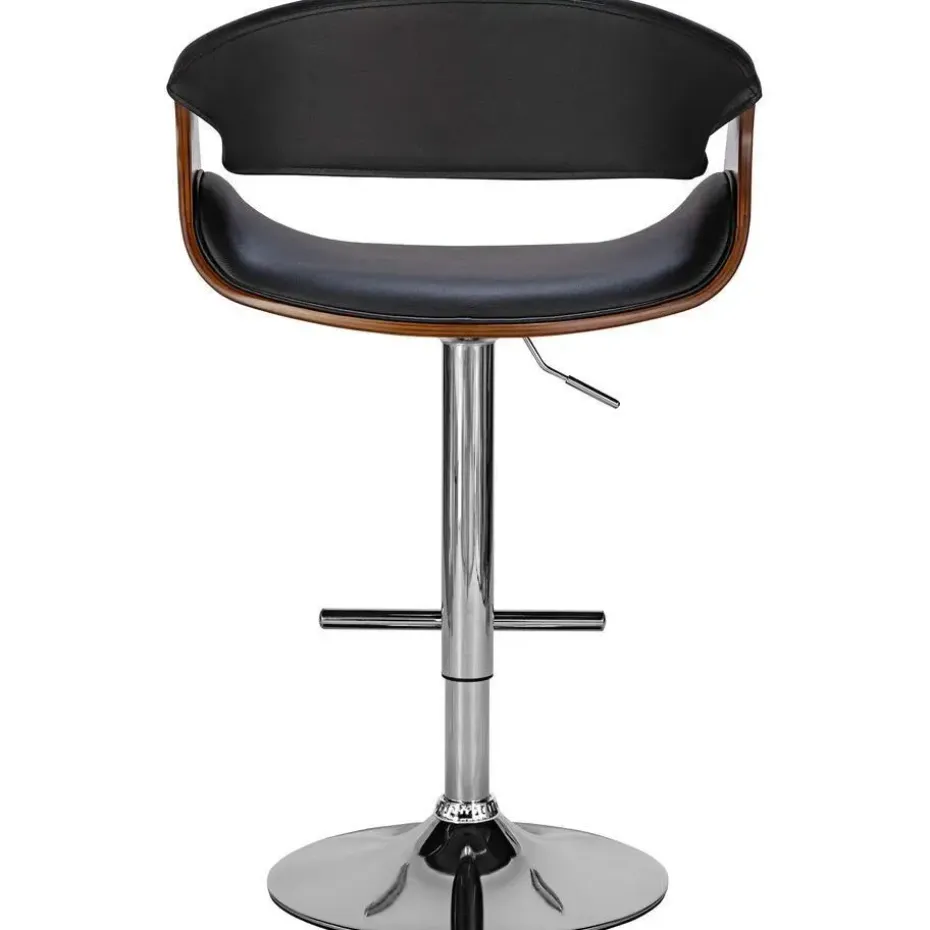 CLP Barkruk Foley chroom Frame - Kunstleer - walnoot/zwart