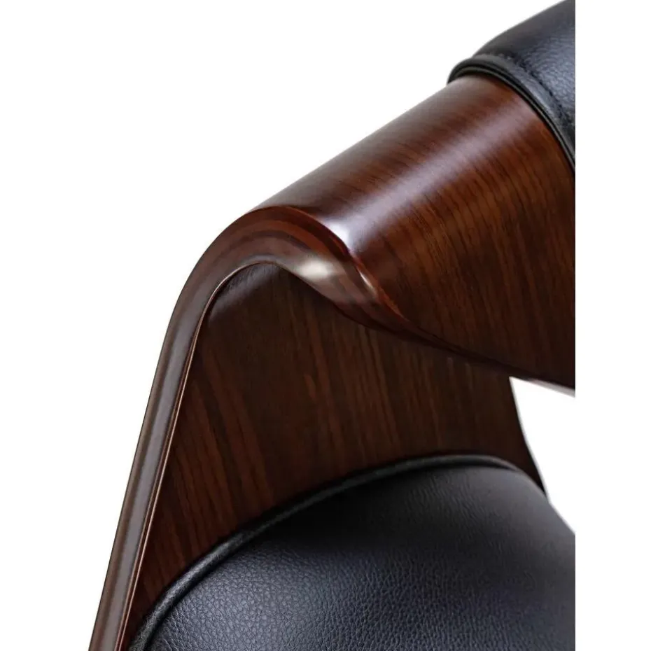 CLP Barkruk Foley chroom Frame - Kunstleer - walnoot/zwart