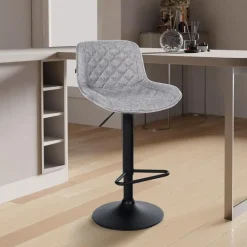 CLP Barkruk Kasson zwart Frame - Stof - grijs