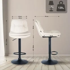 CLP Barkruk Laurel zwart Frame - Kunstleer - wit