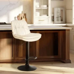 CLP Barkruk Laurel zwart Frame - Kunstleer - wit