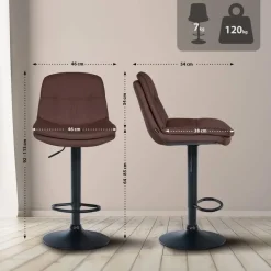 CLP Barkruk Laurel zwart Frame - Stof - bruin