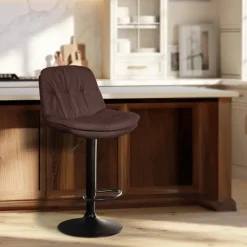 CLP Barkruk Laurel zwart Frame - Stof - bruin