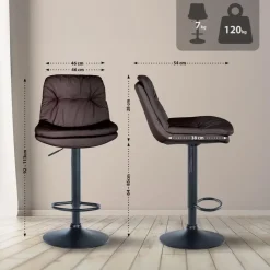 CLP Barkruk Laurel zwart Frame - Kunstleer - bruin