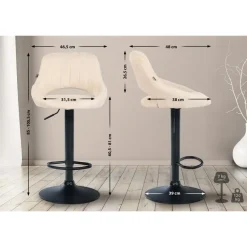 CLP Barkruk Milet zwart Frame - Stof - creme