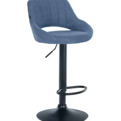 CLP Barkruk Milet zwart Frame - Stof - blauw