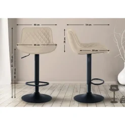 CLP Barkruk Minosa zwart Frame - Kunstleer - creme