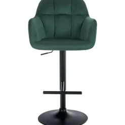 CLP Barkruk Natoma zwart Frame - Fluweel - groen