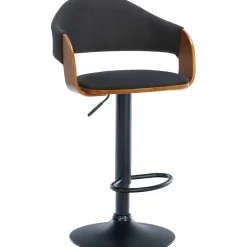 CLP Barkruk Nilse zwart Frame - Stof - walnoot/zwart