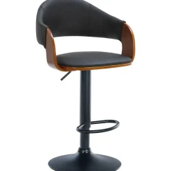 CLP Barkruk Nilse zwart Frame - Kunstleer - walnoot/zwart