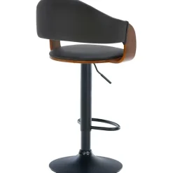 CLP Barkruk Nilse zwart Frame - Kunstleer - walnoot/zwart