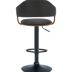 CLP Barkruk Nilse zwart Frame - Kunstleer - walnoot/zwart