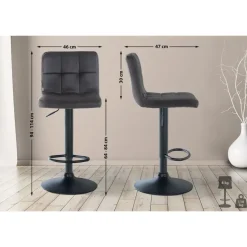 CLP Barkruk Peru zwart Frame - Fluweel - zwart