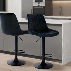 CLP Barkruk Toni zwart Frame - Fluweel - zwart