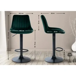 CLP Barkruk Toni zwart Frame - Fluweel - groen