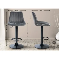 CLP Barkruk Toni zwart Frame - Fluweel - donkergrijs