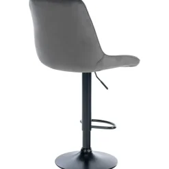 CLP Barkruk Toni zwart Frame - Fluweel - donkergrijs