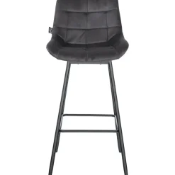 CLP Barkruk Weston zwart Frame - Fluweel - donkergrijs