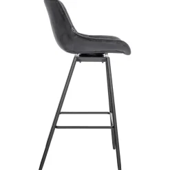 CLP Barkruk Weston zwart Frame - Fluweel - donkergrijs