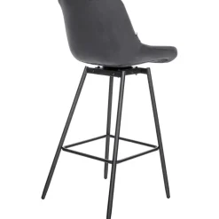 CLP Barkruk Weston zwart Frame - Fluweel - donkergrijs