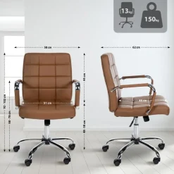 CLP Bureaustoel Ashland chroom Frame - Kunstleer - licht bruin