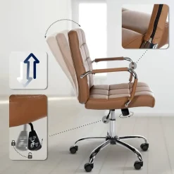 CLP Bureaustoel Ashland chroom Frame - Kunstleer - licht bruin