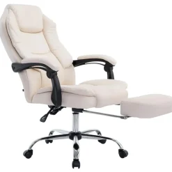 CLP Bureaustoel Castle chroom Frame - Kunstleer - creme