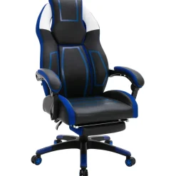 CLP Bureaustoel Clovis zwart Frame - Kunstleer - zwart/blauw