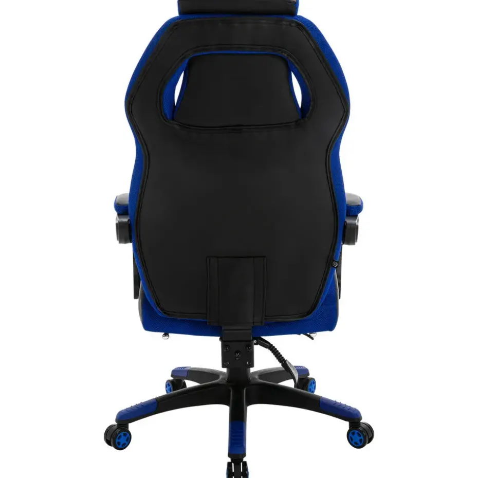 CLP Bureaustoel Clovis zwart Frame - Kunstleer - zwart/blauw