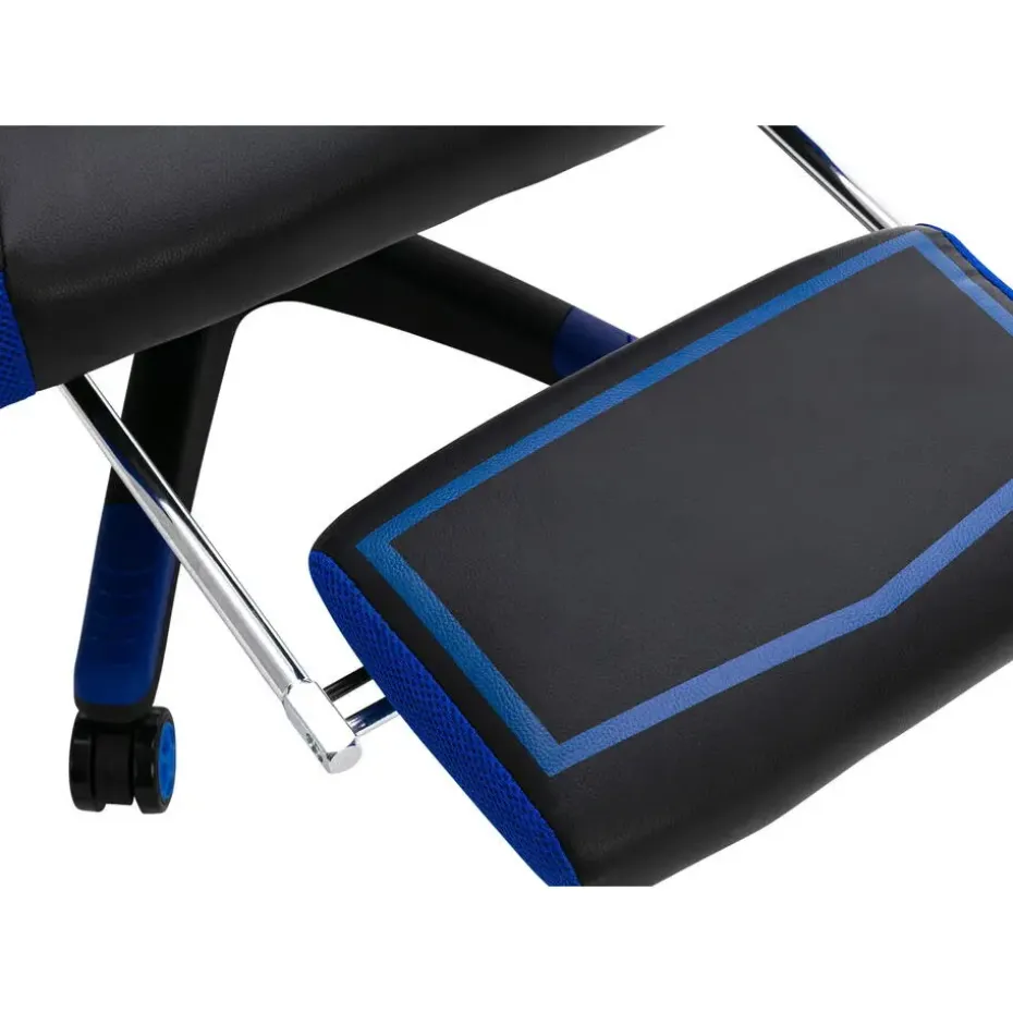 CLP Bureaustoel Clovis zwart Frame - Kunstleer - zwart/blauw