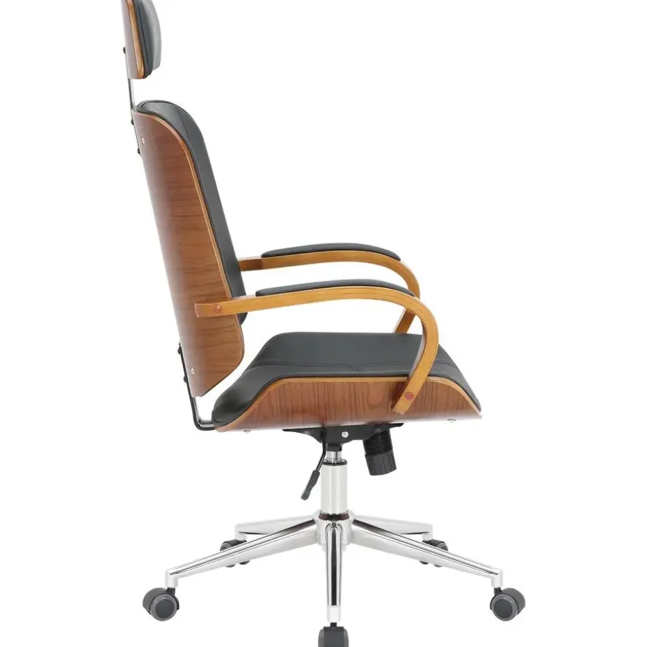 CLP Bureaustoel Dayton walnoot Frame - Kunstleer - walnoot/zwart