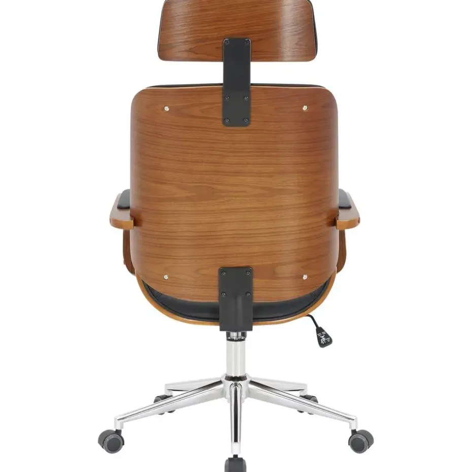 CLP Bureaustoel Dayton walnoot Frame - Kunstleer - walnoot/zwart