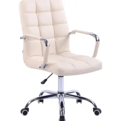 CLP Bureaustoel Deli chroom Frame - Kunstleer - creme